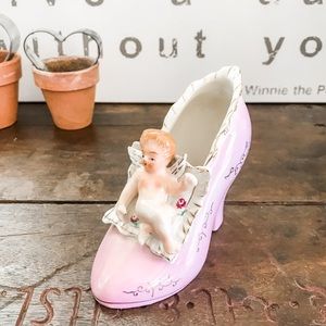 Vintage porcelain lusterware pink slipper